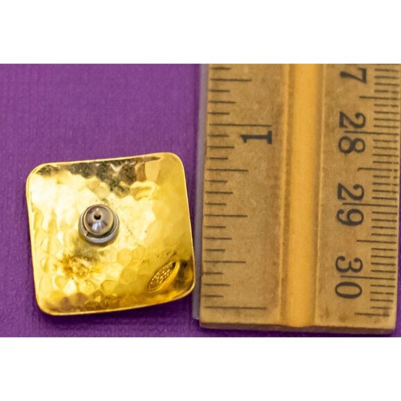 Vintage Geometric Diamonds Gold Tone Sterling Silver Stud Earrings by CR Co - Q4 - Picture 2 of 2